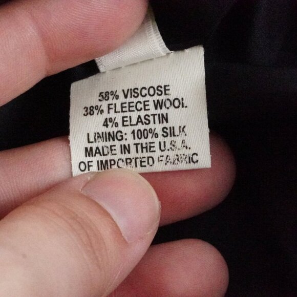 charles chang lima Double Breasted Blazer Jacket Womens 10 Black Wool Blend - Picture 6 of 12